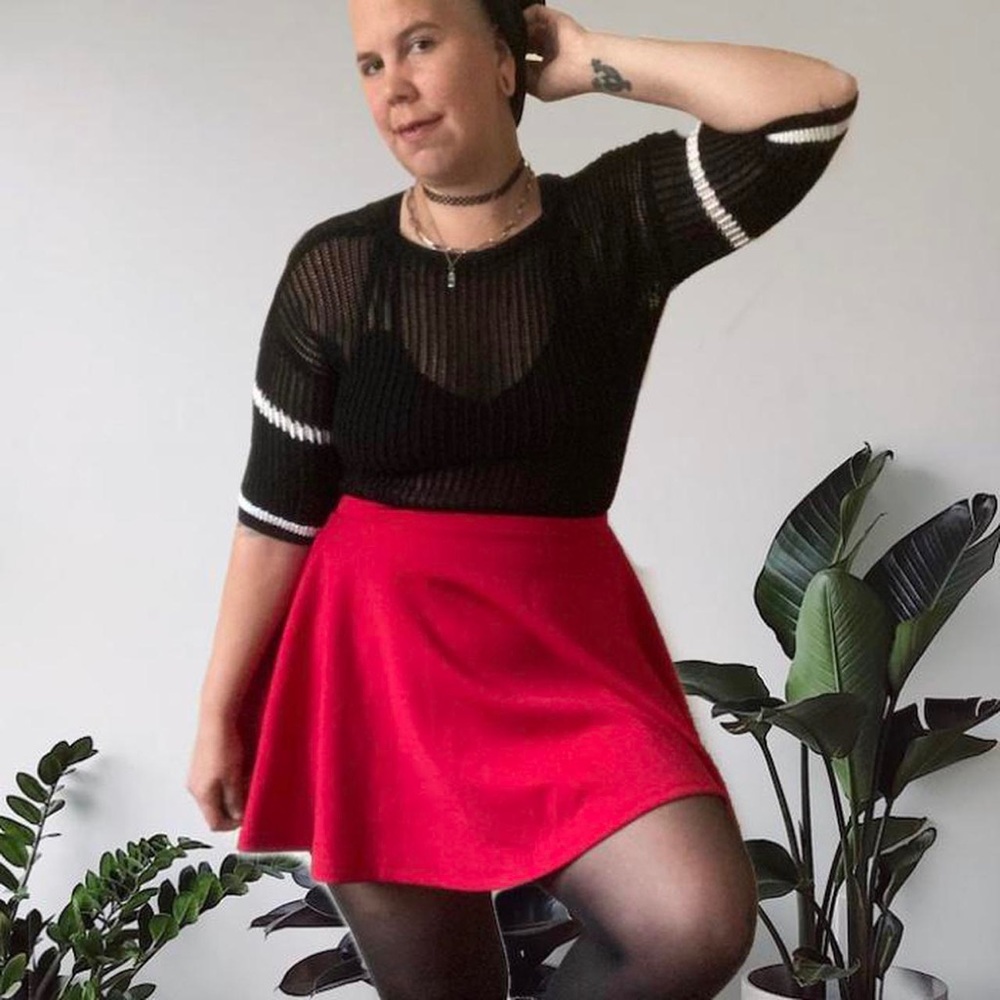 Retro Y2K Mesh Knit Sheer Sweater Blouse Goth Balck White M/L